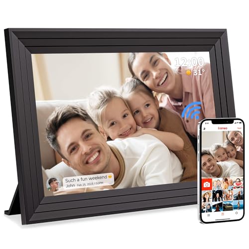 Elektronischer Digitaler Bilderrahmen WLAN Frameo - 10,1 Zoll 32GB WiFi Digitale Photo Frame 1280x800 HD IPS Touchscreen Speicher Automatische Rotation Teilen Sie Fotos und Videos Sofort Luakug