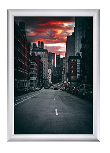 Albyco - A4 Klapprahmen, Klickrahmen, Wechselrahmen, Easy-Click-System - Fotorahmen, Frame, A4 Format - 21x29,7 cm - Profilbreite 19 mm - Aluminium - Entspiegelter Schutzscheibe, Befestigungsmaterial