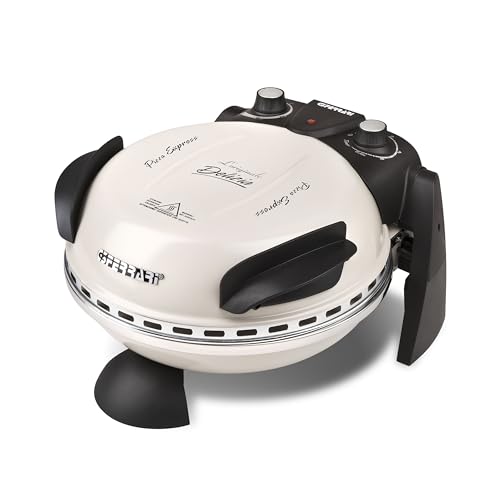 G3Ferrari elektrischer Pizzaofen Delizia G1000617 Icy Cream - limited Edition - bis 400 Grad mit feuerfestem Naturstein/Pizza uvm. in 3 Minuten/auch für Tisch und Garten, Weiß