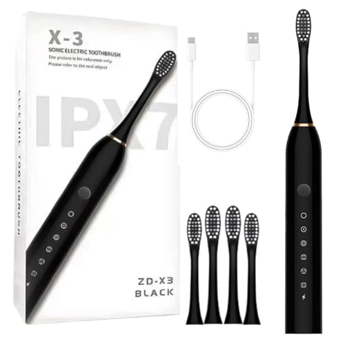 Zahnbürste Elektrische, Schallzahnbürste für Erwachsene und Kinder, Electric Toothbrush mit 4 Zahnbürstenköpfen 6 Putzmodi, Integrierter 2-Minuten Timer, Ultraschall Zahnbürsten Gründliche Reinigung