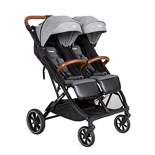 X-Lander Geschwisterbuggy X-Double Zwillingskinderwagen bis 44kg Doppelbuggy Geschwisterkinderwagen Kinderwagen Zwillinge Buggy klein zusammenklappbar nebeneinander (Double Grey)