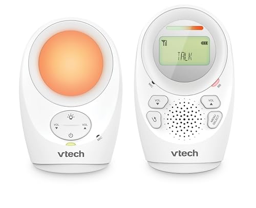 VTech DM1211 Audio-Babyphone, große Reichweite, Babyphone mit 2-Wege-Talk, Geräuschpegelanzeige, Temperatursensor, beruhigende Geräusche, Elterneinheit Gürtelclip
