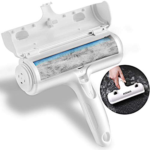 ACE2ACE Tierhaarentferner Fusselrolle, Fusselrolle für Hundehaare und Katzenhaare Wiederverwendbar, Fusselbürste für Tierhaar, für Sofa, Bett, Teppich, Kratzbaum, weiß