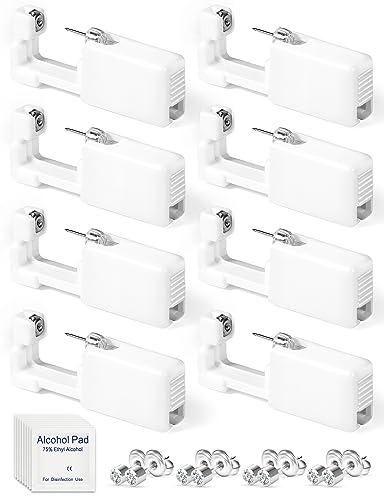 Yiorxu 8 Stück Ohrlochpistole,Piercing Set Einweg Steril Sicherheits Ohrringe Selber Stechen, Piercing Pistole Studs für Damen Herren Mädchen Jungen