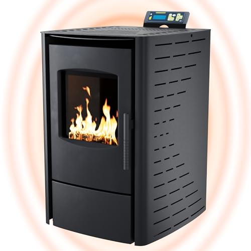 NEMAXX® P6 Pelletofen 6 kW bis 120m³ – Elektrokamin mit ECO-Modus, Wi-Fi Ready, Wochen-Timer & Überhitzungsthermostat für effizientes Heizen – Schwarz