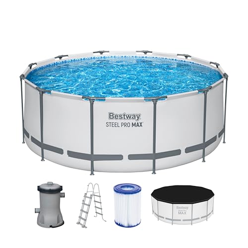 Bestway Steel Pro MAX™ Aufstellpool Komplett-Set mit Filterpumpe Ø 366 x 122 cm, lichtgrau, rund
