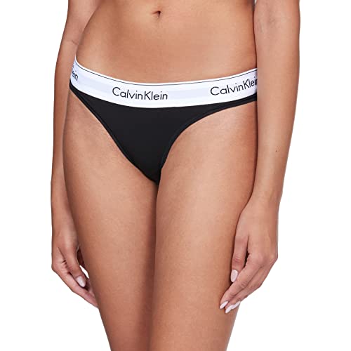 Calvin Klein Damen String Thong Unterwäsche, Schwarz (Black), M