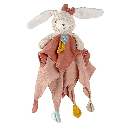 Fehn Schmusetuch Hase fehnNATUR - Spielkamerad & Stofftier-Schnuffeltuch aus Baumwolle aus biologischem Anbau - mit Schnuller-Befestigung - für Babys & Kleinkinder ab 0+ Monaten