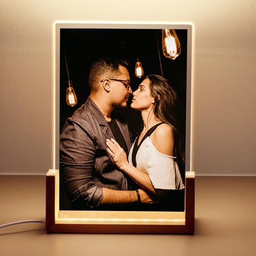 Personalisierte Geschenke für Frauen & Männer, Personalisierter Bilderrahmen mit Foto, Acrylglas Plakette mit Bilderrahmen Beleuchtet, Personalisierte Geschenke für Freund und Freundin (Stil 11)
