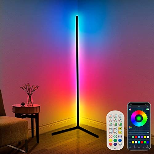 DeeprBling LED Stehlampe Wohnzimmer, 165cm Ecklampe RGB Dimmbar mit Fernbedienung und APP, 16 Millionen Farben, Musikmodi, DIY-Modus & Timing -Funktion für Schlafzimmer, Spielzimmer, Büro, Lesesaal