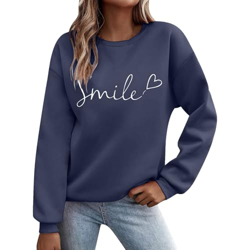 Nuoke Pullover Damen, Pullover Damen Hoodie Gedruckt Pullover Sweatshirt Langarmed Crew Kragen Hoodies Winter Herbst Kleider Sport Casual Top Street Hemd Ohne Kapuze Kleidung