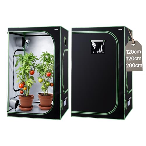 VEVOR Growzelt, 120x120x200 cm, Growbox 600D hochreflektierendes Mylar, Indoor-Pflanzenzelt mit Beobachtungsfenster, Bodenwanne & Reißverschluss, robuste Zuchtzelte für Obst, Blumen & Gemüse