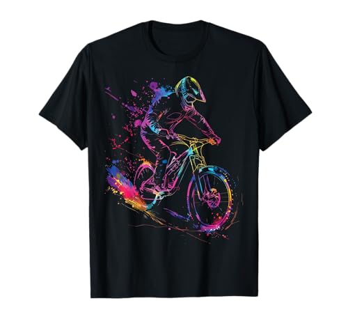 Radfahrer Splash Art Fahrrad Mountainbiker Radler Mann Junge T-Shirt