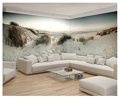 WallArena Eckfototapete XXL Fototapete 624x219 Strand Dünen Nordsee Wohnzimmer Schlafzimmer Wandtapete Vlies Tapete UV-Beständig Geruchsfrei Montagefertig (13352, VEEXXL - 6 Bahnen)