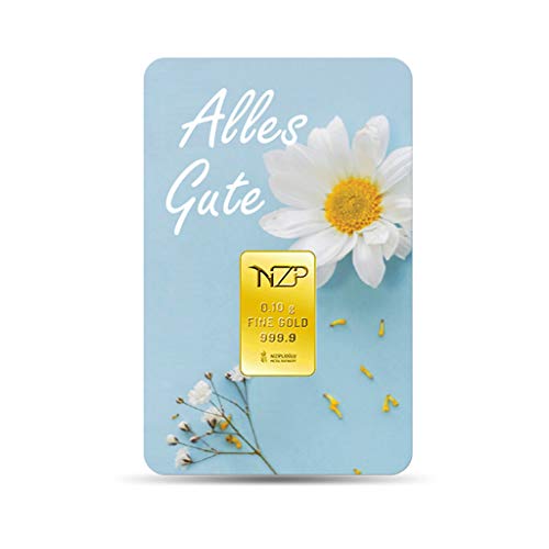Goldbarren 0.1 Gramm Top - Geschenk Feingehalt 999,9 Goldbarren 0,10g. (Alles Gute)