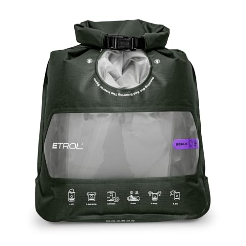 ETROL Tragbare Waschmaschine mit Waschbeutel, leichte Handwaschmaschine für Reisen, Camping, Wäsche, Babykleidung, nicht elektrisch, mit Wasserablauf und Fach unten – Grün, L