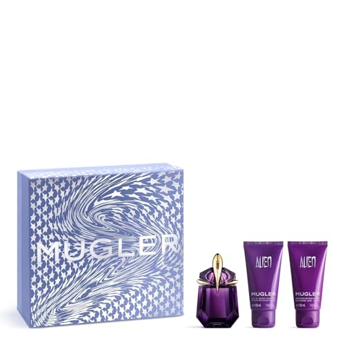 Mugler Alien Set, Eau de Parfum 30 ml + Shower Milk 50 ml + Parfümierende Bodylotion 50 ml, Damen-Parfum, Amberartig, holzig und blumig, Außergewöhnlicher Duft