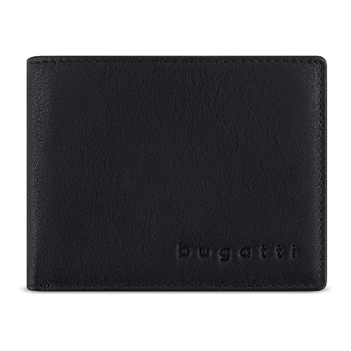 bugatti Lima Geldbörse Herren aus Leder, Portemonnaie Querformat mit RFID-Schutz, schwarz