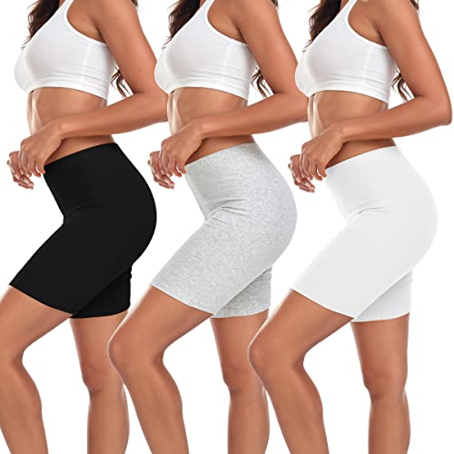 TUTUESTHER Radlerhose Unterhosen Damen Unter Kleid Rock Baumwolle Kurze Leggings Sporthose Anti Scheuern Boxershorts(38,Black/Light Grey/White)