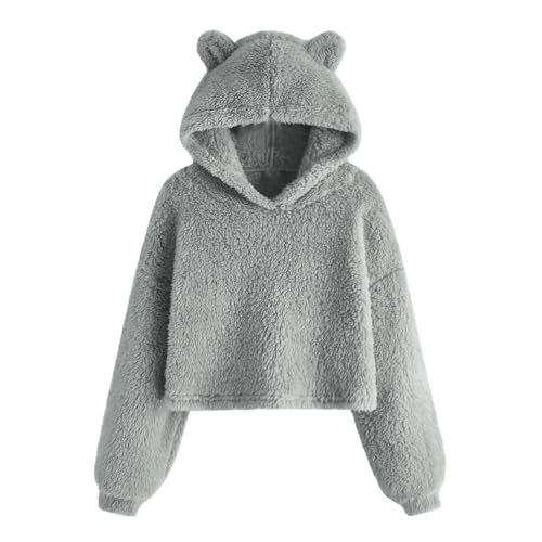 NZYIHAO Mädchen Hoodie Fleece Kapuzenpullover Kuschelig Pullover Sweatshirt Warm Thermoshirt Kuschelpullover Langarm Kinder Kleidung Plüsch Oberteil Einfarbig Langarmshirt