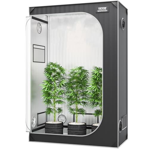 VEVOR Growbox 122 x 61 x 183 cm Gewächshaus aus 22 mm Stahl-Rahmen und 2000D Oxford-Gewebe Growtent 60 kg Tragfähigkeit Growschrank Geeignet für 150 W Wachstumslicht Indoor Zuchtzelt
