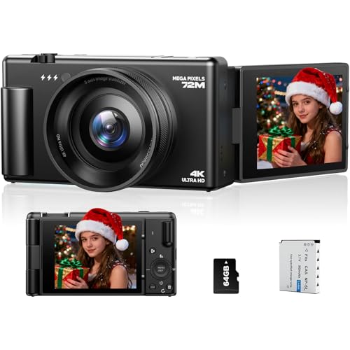 Digitalkamera 4K, 72MP Fotokamera 18X Digitalzoom Autofokus Vlogging-Kamera für YouTube, 2.8