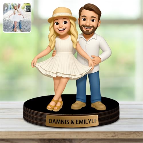 Reyrijf Benutzerdefinierte Foto Cartoon Stil Schreibtisch Dekor Fotorahmen Zeichen Plakette, Personalzied Cartoon Portrait Bilderrahmen für Paar Hochzeit Familie Geburtstag Geschenke