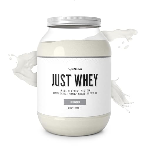 Just Whey Protein Pulver – aus Weide-Kuhmilch, mit DigeZyme® für bessere Verdauung, Mehrkomponenten Eiweißpulver mit essentiellen Aminosäuren & BCAAs – GymBeam (1000 g, Unflavored)