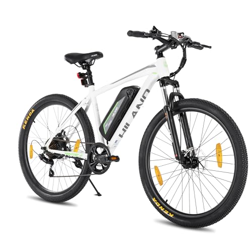 Hiland 26 Zoll Elektrofahrrad, 7 Gang 250W Motor E-Bike für Männer Frauen, Herren und Damen Elektro-Mountainbike mit Scheibenbremsen, 36V 7.8Ah Akku E-MTB, Weiß