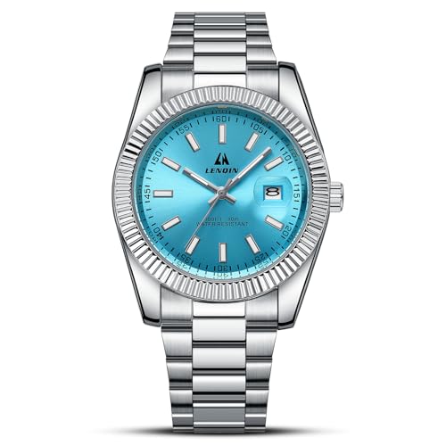 LN LENQIN Uhren Herren Herren Uhr Edelstahl Armbanduhr 30M wasserdichte Männer Analog Quarzuhr mit Datum Mode Casual Designer
