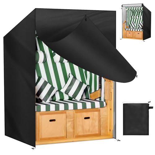 OFFCUP Strandkorb Schutzhülle 210d Oxford Strandkorbhülle mit Belüftungsöffnungen Strandkorb Abdeckung mit Kordelzug, Wasserdicht Wetterfest Winddicht und UV-Beständig Schwerlast(120x90x160/140cm)