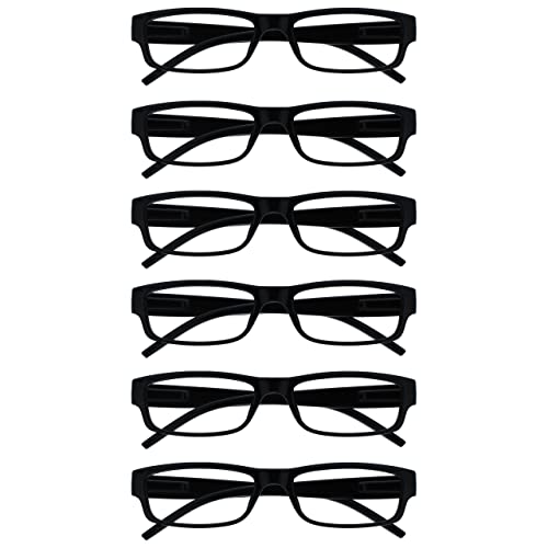 OPULIZE Ace Lesebrille 6 Pack klassisches alltäglicher schmaler Rahmen kratzfeste Federscharniere Schwarze Herren Womens RRRRRRRR32 +2,50
