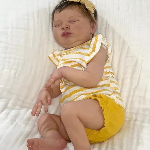 RXDOLL Real Life Reborn Babypuppen Silikon Ganzkörper Vinyl Mädchen 20 Zoll Anatomisch Korrekt Babypuppen Schlafen Lebensechte Neugeborene Babys Puppe Handgemachtes Spielzeug für Kinder Geschenke