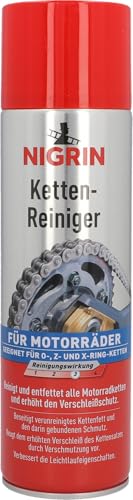 NIGRIN Kettenreiniger, 500 ml Sprühdose, Kettenspray für Motorrad, reinigt und entfettet Motorradketten