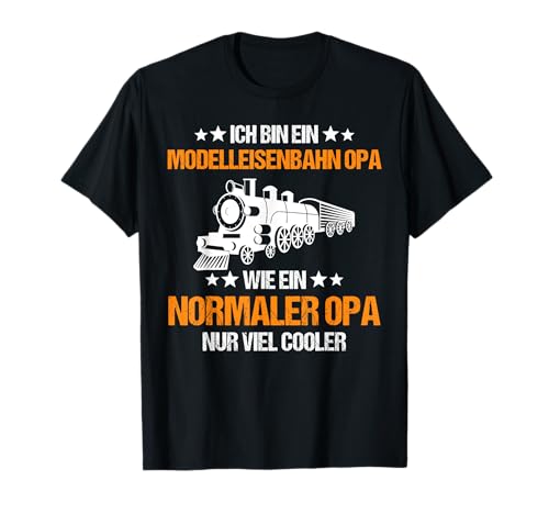 Modelleisenbahn Opa Dampflokomotive Rentner Geschenk T-Shirt