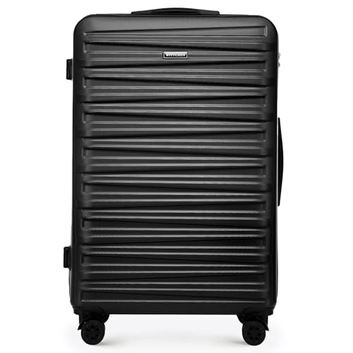 WITTCHEN Skyspeed Line Reisegepäck Großer Koffer Hartschalenkoffer ABS Groß Rollkoffer Trolley Check-In Gepäck Kombinationsschloss Teleskopgriff 4 Rollen Schwarz Lufthansa/Eurowings/Ryanair/Condor