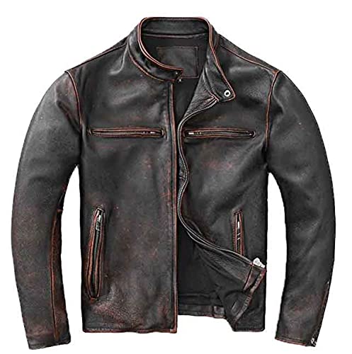 SHOP OF JACKETS LIMITED Vintage Lederjacke Herren - Schwarz | Motorrad Jacke Herren | Echtleder Bikerjacke