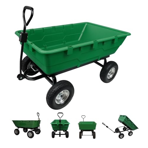 TRUTZHOLM XXL Profi Gartenwagen 350 Liter 500kg Kippmulde Transportwagen kippbar Aufsitzmäher Anhänger Handwagen ATV Quad mit Kupplung, zum Transport von Erde, Dünger, Laub, Holz, Steine
