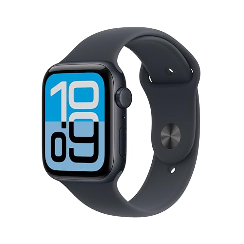 Apple Watch SE 3 GPS + Cellular 44 mm Smartwatch mit Aluminiumgehäuse in Mitternacht und Sportarmband in Mitternacht (M/L). Fitness‑ und Schlaftracker, Herzfrequenzmesser, Always-On Display