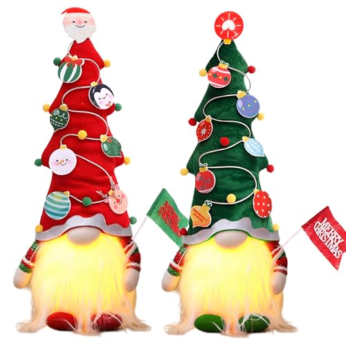 Kazaigou Weihnachtswichtel Figuren LED Wichtel Figuren Set, Weihnachtsdeko Wichtel, Leuchtende Weihnachtswichtel Weihnachten Deko, Weihnachts Tisch Deko Skandinavische mit Beleuchtet Licht für Innen