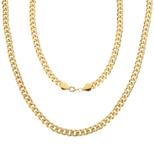 KarneLux Goldkette 50 cm - Kostüm Accessoire für Gangster, Rapper oder Joker - Disco Goldkettchen Panzerkette 80er Jahre für Karneval oder Fasching