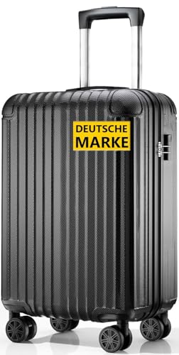 ABISTAB Handgepäck Koffer 55x35x23cm, Hartschalen Reisekoffer klein, leicht Koffer Trolley mit 4 Rollen & Zahlenschloss, Schwarz