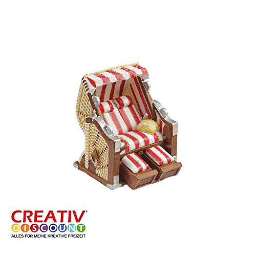 CREATIV DISCOUNT® NEU Mini- Strandkorb Rot-Weiß, ca. 6,5 x 6,5 x 5cm