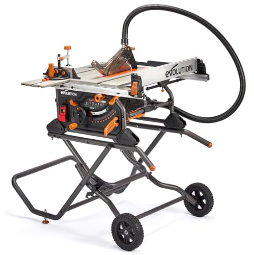 Evolution Power Tools R255TBLX+ tischkreissäge, Tischsäge Multimaterial Saw Blade Cuts Wood Metal Plastic 45˚ Chamfer +/- 60˚ Mitre Angle 87 mm Cutting Depth 1800 W Motor