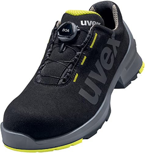 Uvex 1 Halbschuh mit BOA Fit System, Sicherheitsschuhe S2 SRC, Arbeitsschuhe für Damen & Herren, Schwarz/Lime, Größe 42