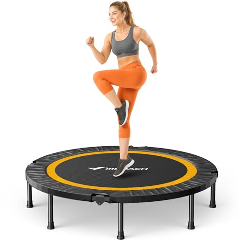 MERACH Mini Trampolin - 102cm/122cm Fitness Trampolin Faltbar, Maximale Belastung 150 KG, Trampoline für Bewegungstraining Leise