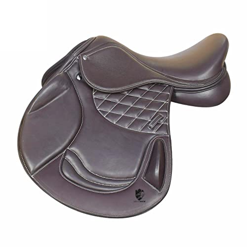 WILD RACE Leather Jumping/Close Contact, Double Flap Changeable Gullets Medium Saddle (18