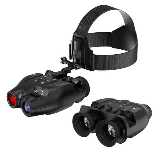 Nachtsichtgerät mit Kopfhalterung, 984FT Nachtsichtbrille infrarot Digitalbrille, 5X Digitalzoom, Handsfreie Nachtsichtbrille mit 16GB TF-Karte, Foto & Videoaufnahme, Kopfhalterung