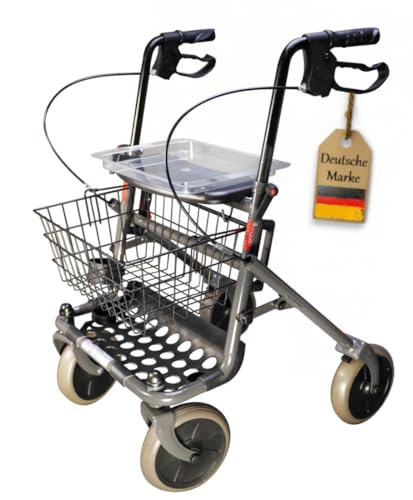 FabaCare Rollator Actimo Basic mit Vollausstattung, Gehhilfe klappbar, Standardrollator, Gehwagen bis 130 kg, Anthrazit