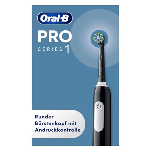 Oral-B Pro Series 1 Elektrische Zahnbürste/Electric Toothbrush, 1 Aufsteckbürste, 3 Putzmodi und Drucksensor für Zahnpflege, Reiseetui, Designed by Braun, black